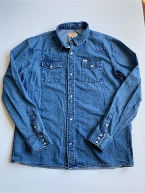 Seager Western Pearl Snap Denim Shirt 100% Cotton Mens XL